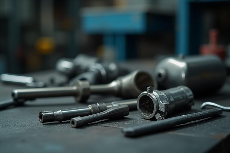 Mga tool ng mekaniko na nakalatag nang maayos sa isang workbench, nagpapakita ng meticulous na detalye